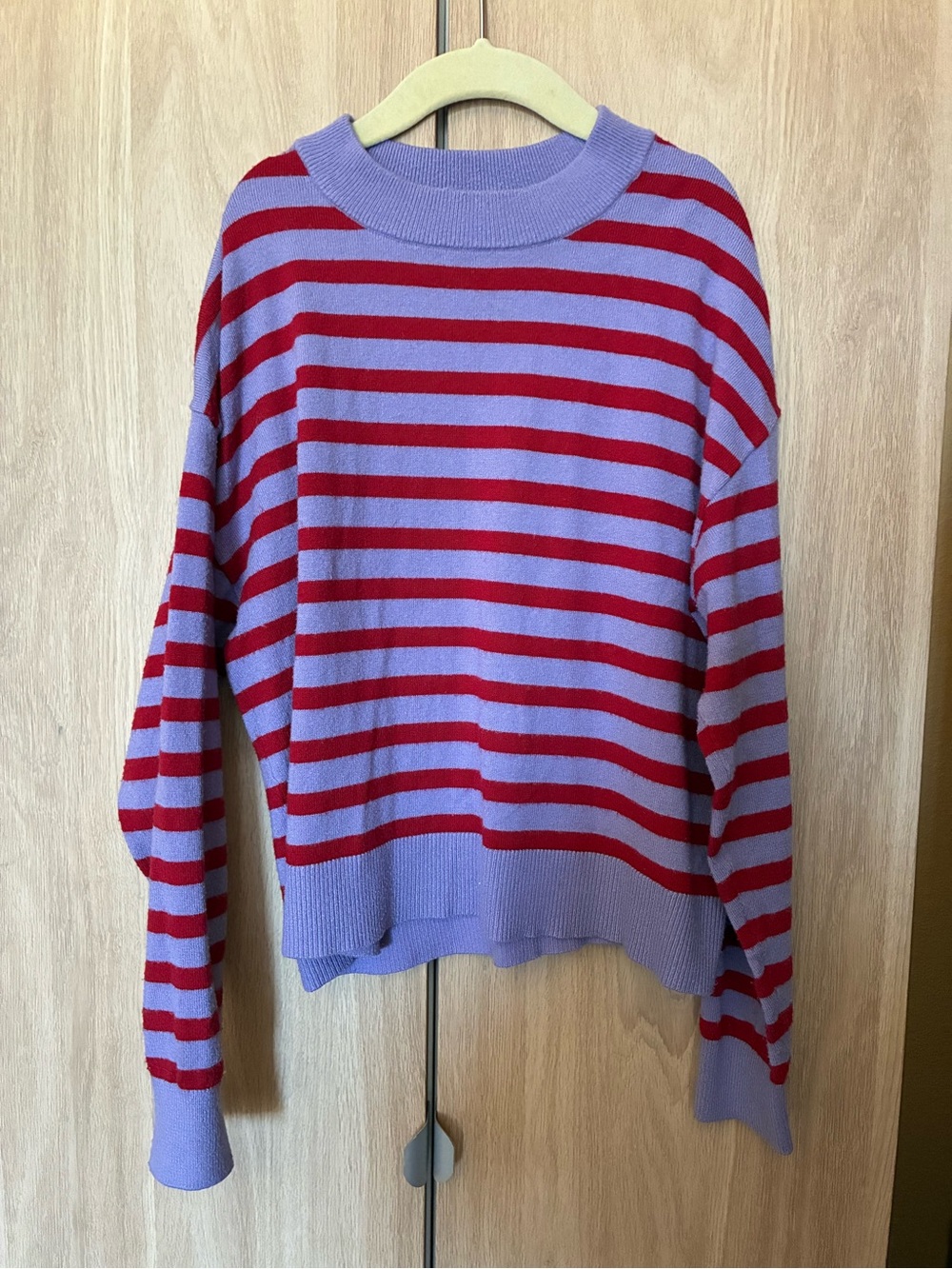 Zara Lavender and Red Striped Knit Top